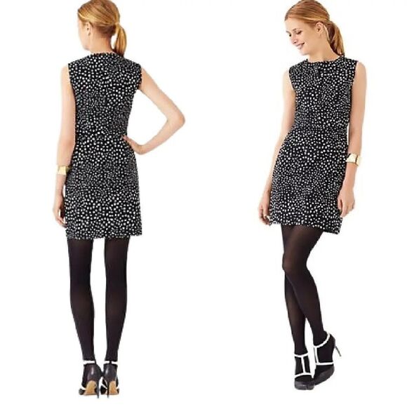 Kate Spade Saturday Sleeveless Sheath Mini Dress Black White Dot - Picture 1 of 9